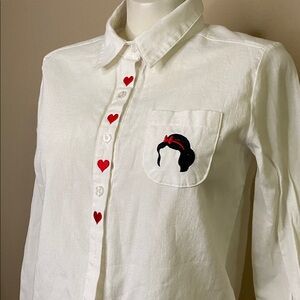 Jaggoowa Snow White hearts button front cotton dress shirt ❤️❤️
